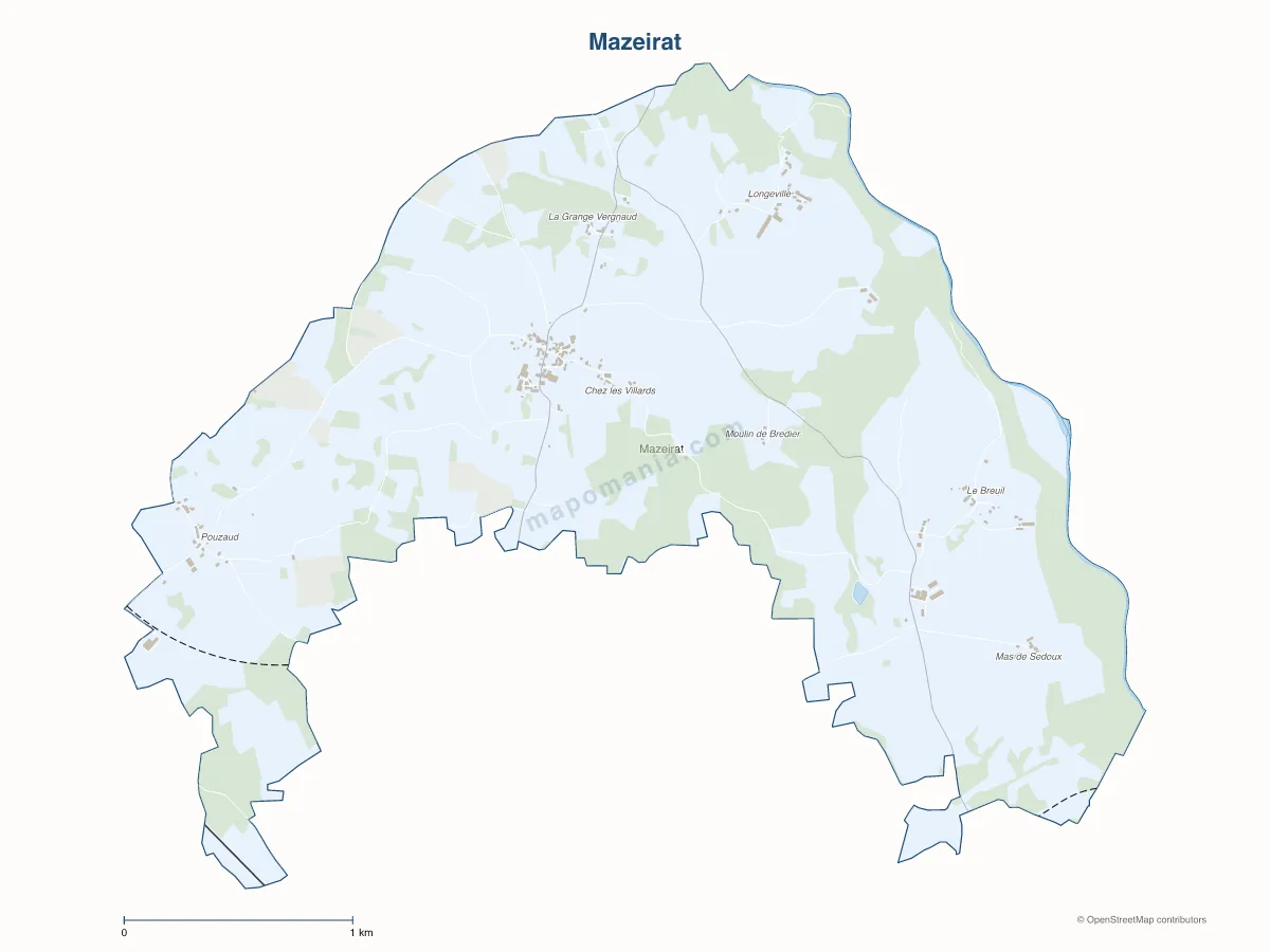 Carte de Mazeirat à personnaliser