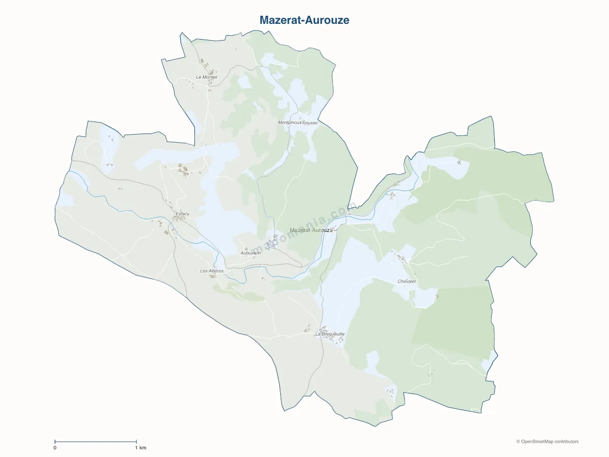 Carte de Mazerat-Aurouze à personnaliser