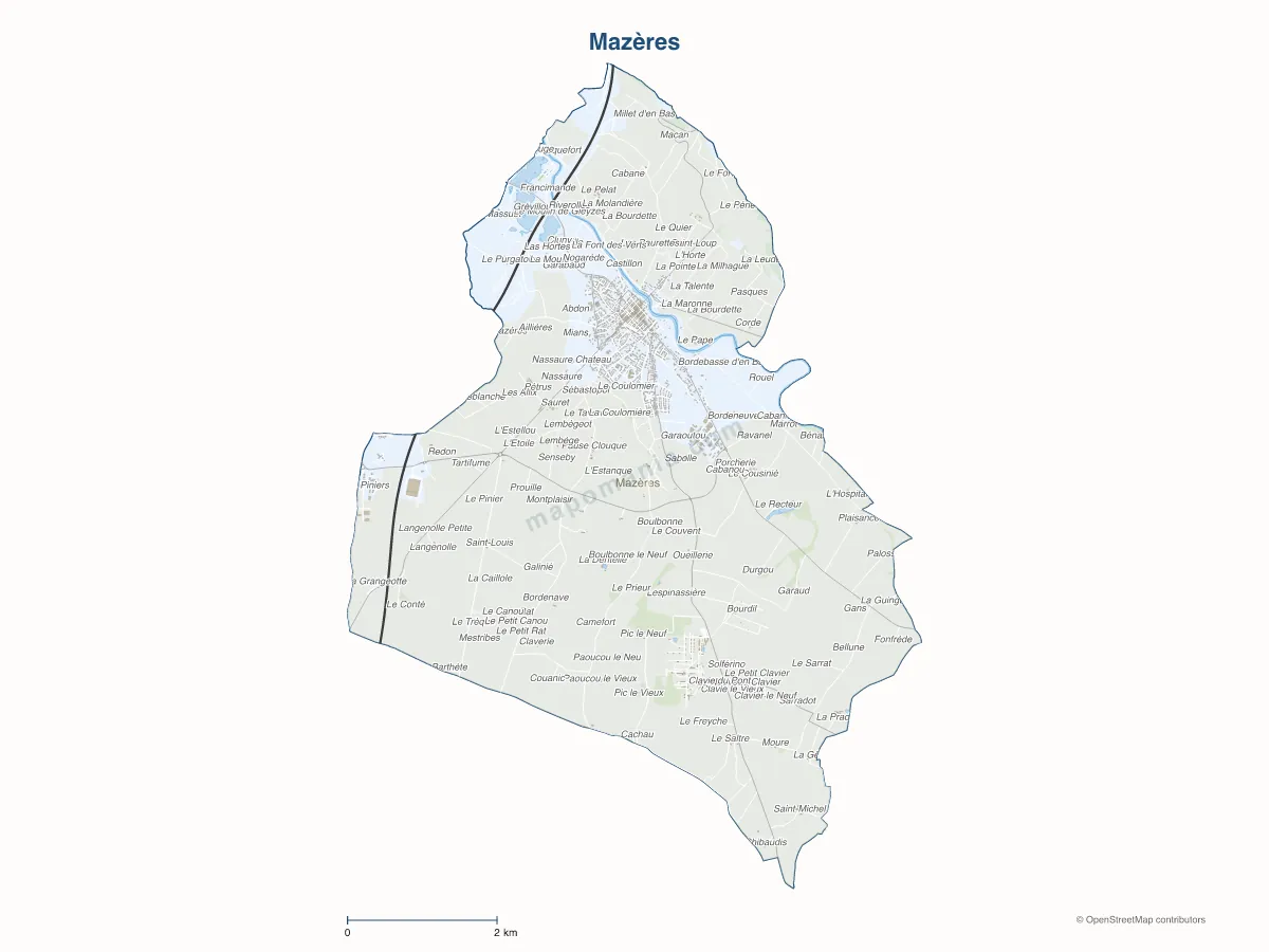 Carte de Mazères à personnaliser