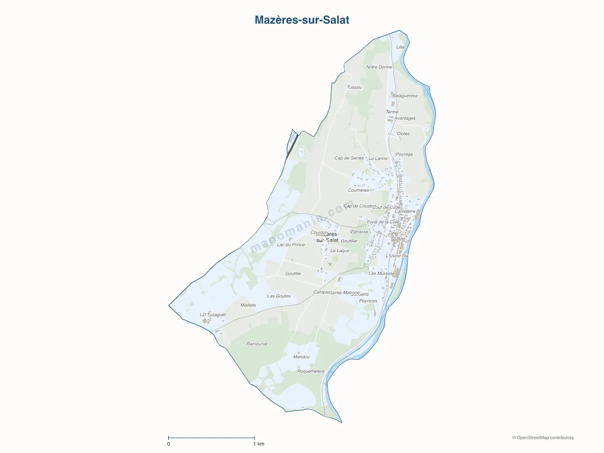 Carte de Mazères-sur-Salat à personnaliser