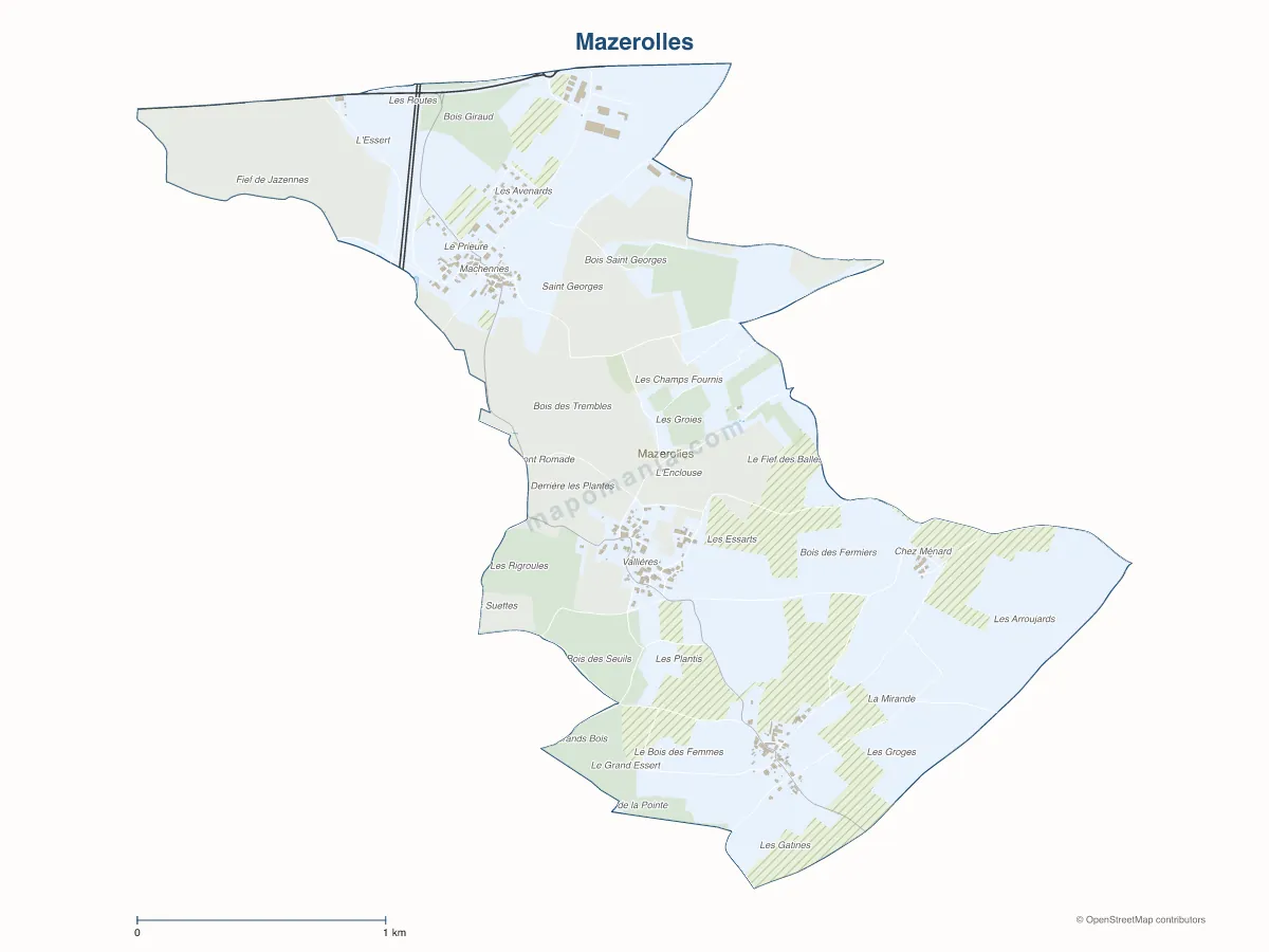 Carte de Mazerolles à personnaliser