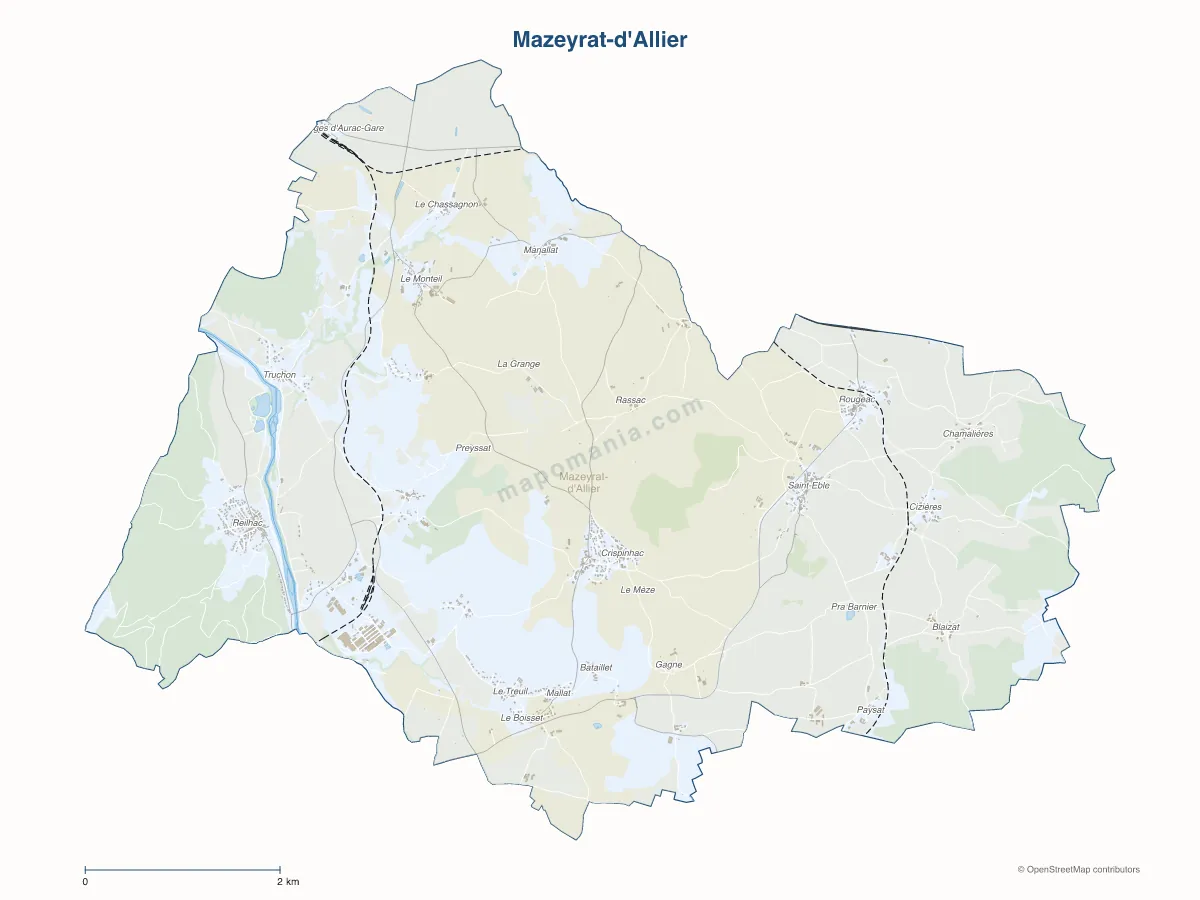 Carte de Mazeyrat-d'Allier à personnaliser