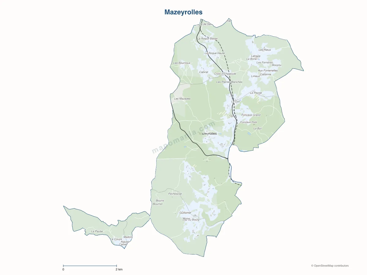 Carte de Mazeyrolles à personnaliser
