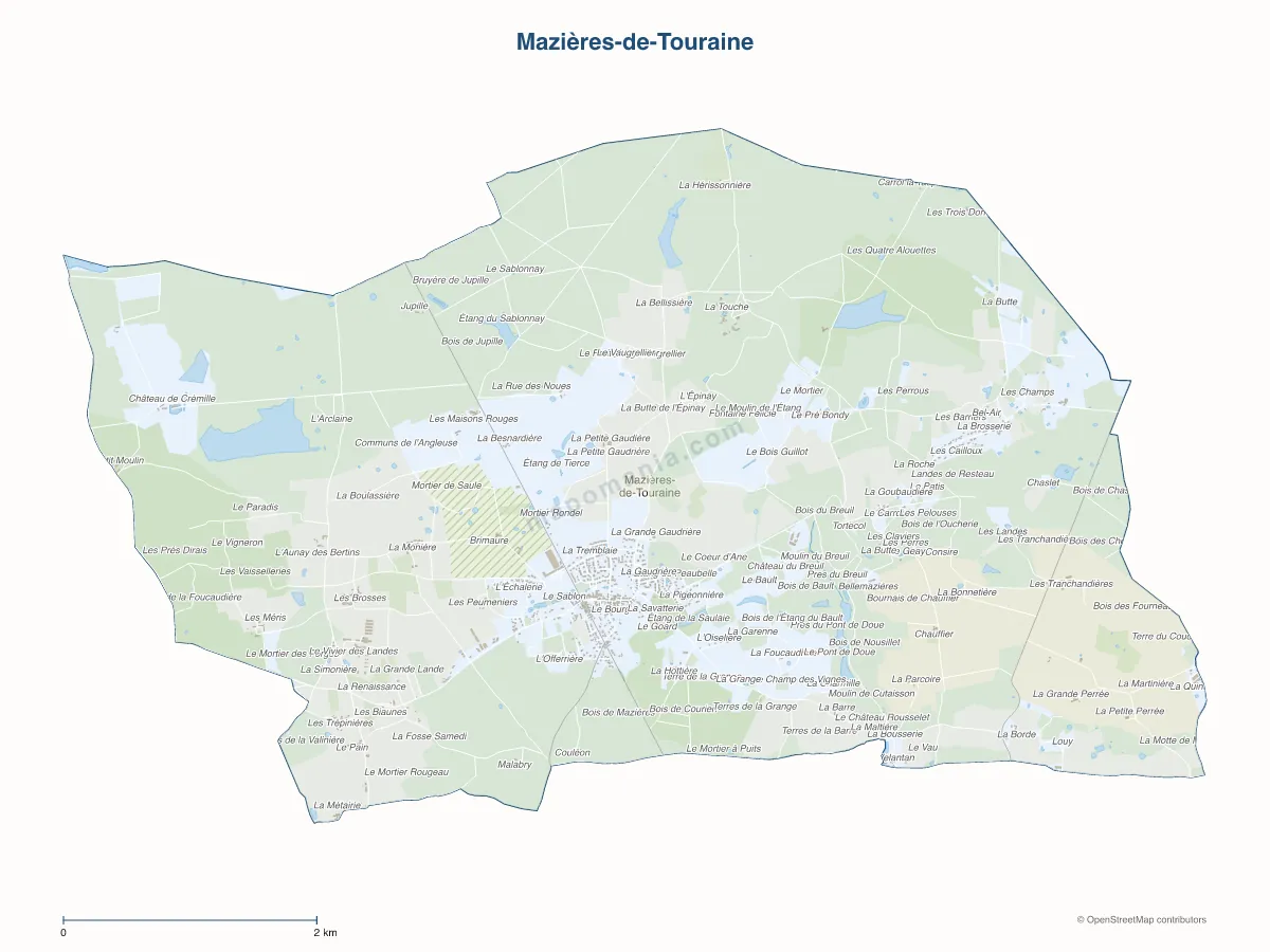 Carte de Mazières-de-Touraine à personnaliser