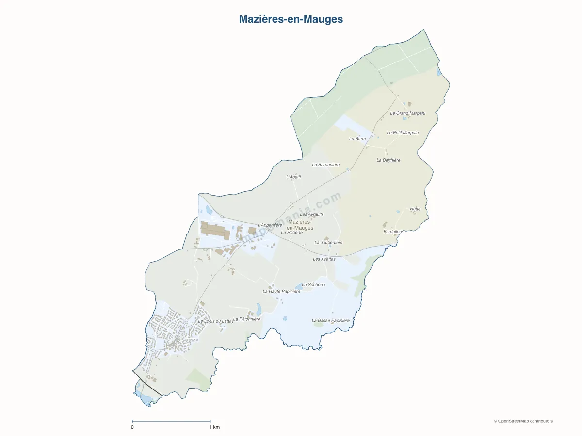 Carte de Mazières-en-Mauges à personnaliser