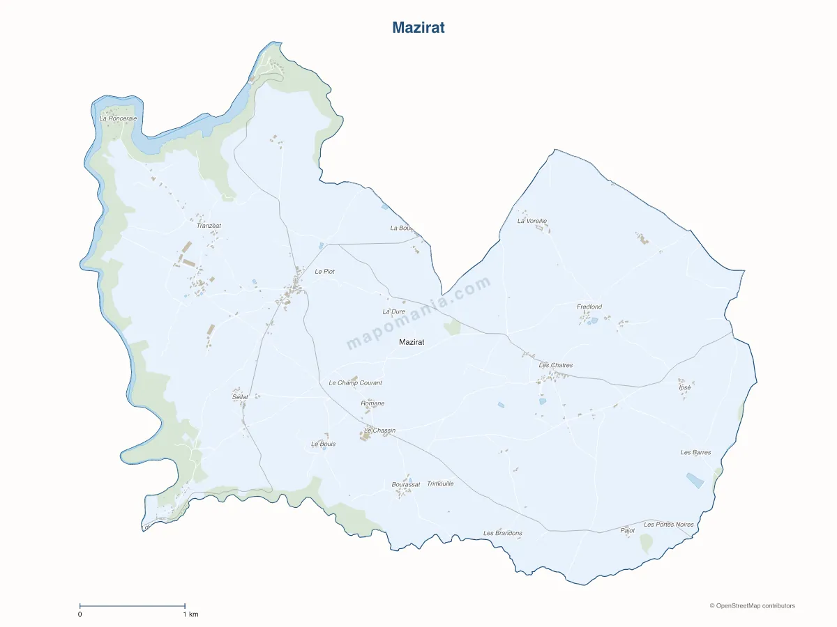 Carte de Mazirat à personnaliser