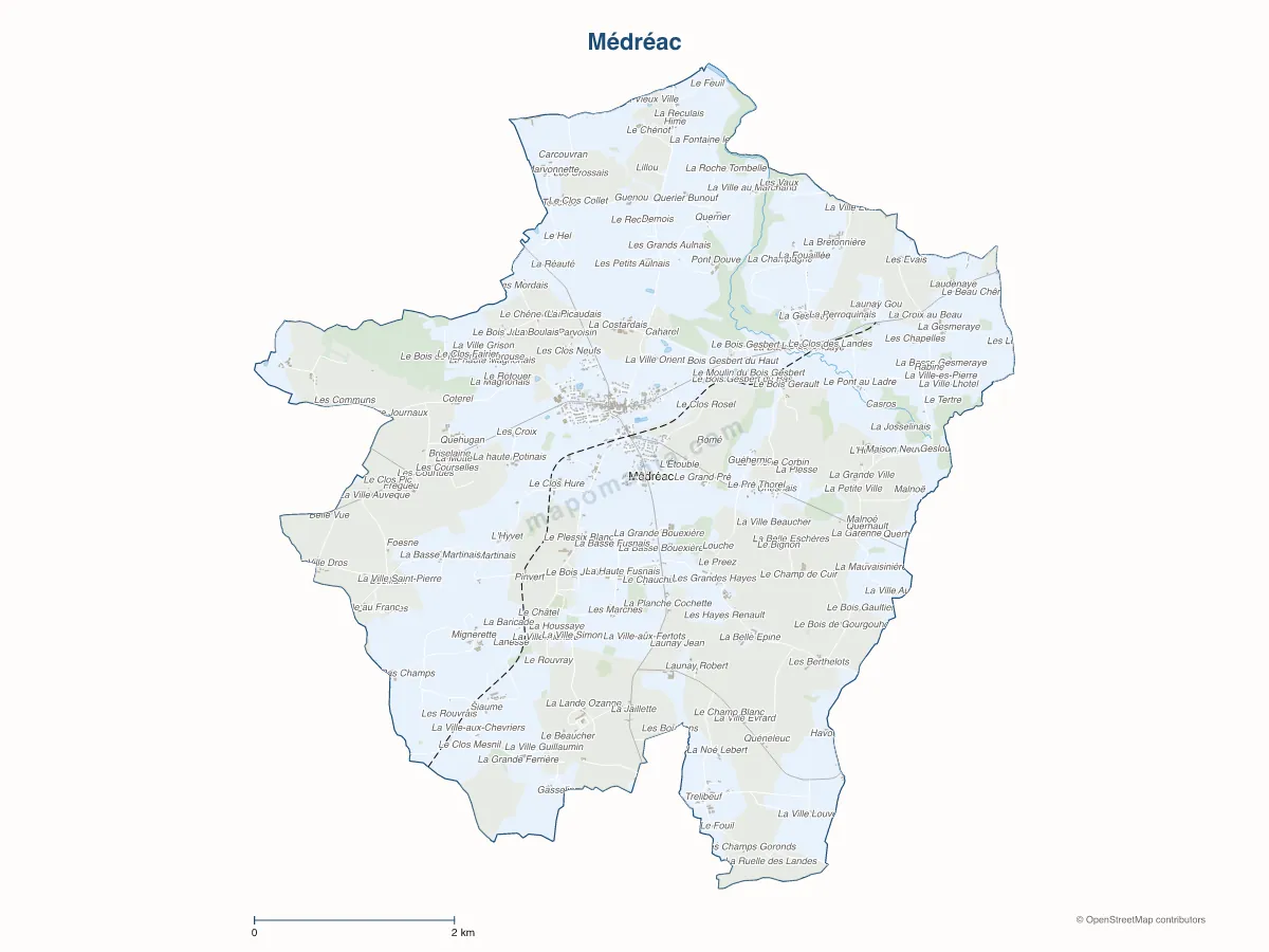 Carte de Médréac à personnaliser