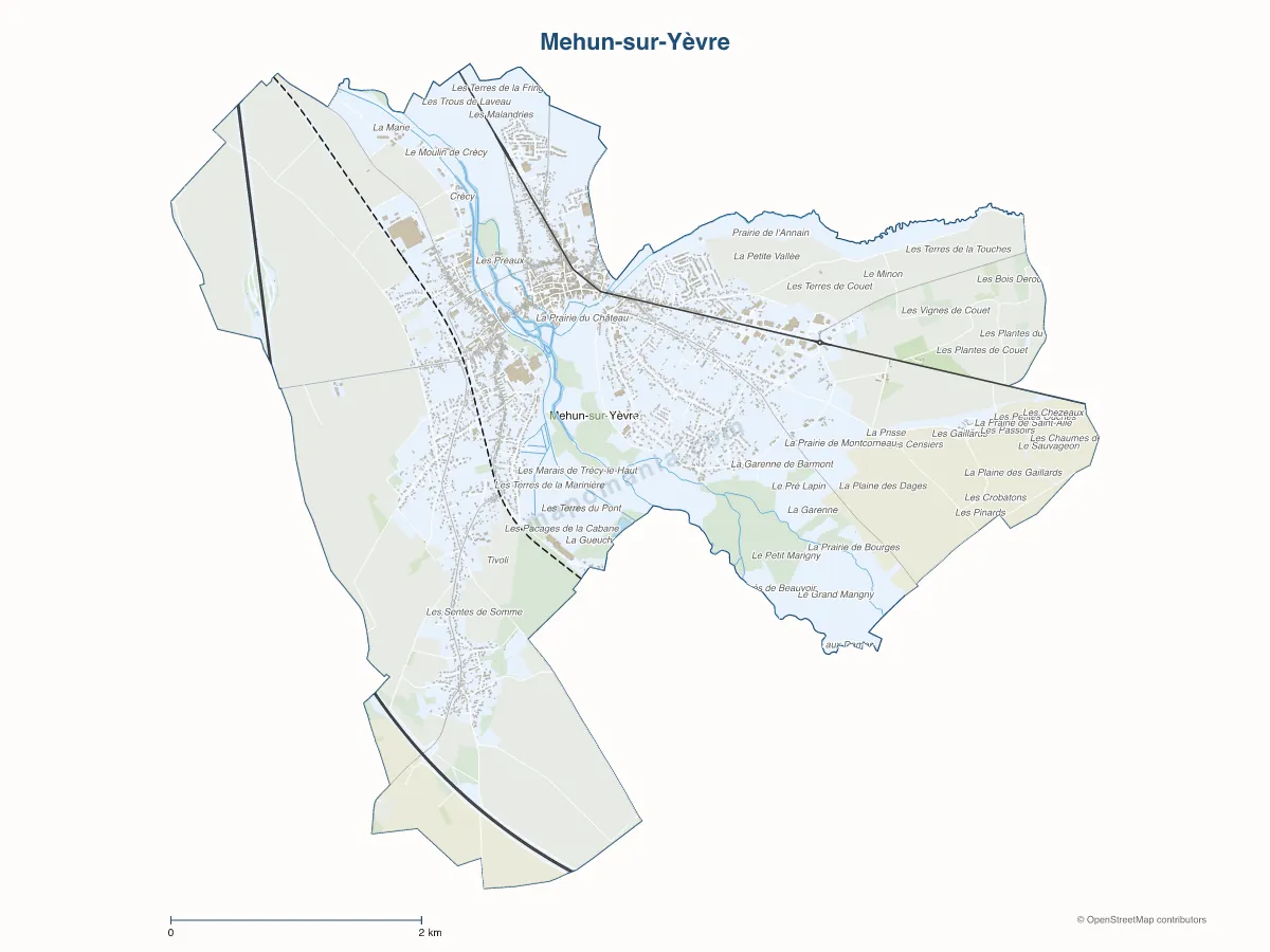 Carte de Mehun-sur-Yèvre à personnaliser
