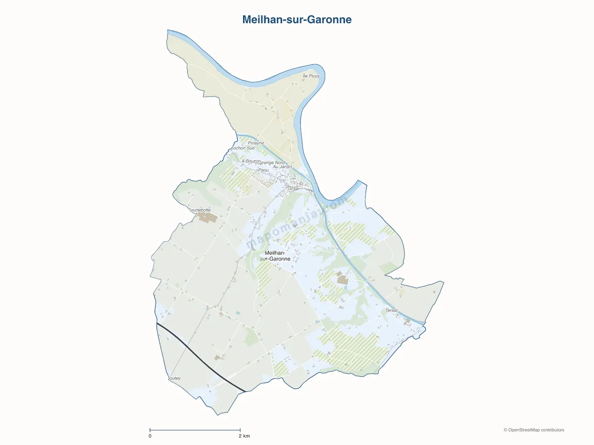 Carte de Meilhan-sur-Garonne à personnaliser