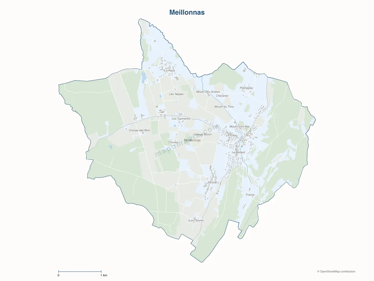 Carte de Meillonnas à personnaliser