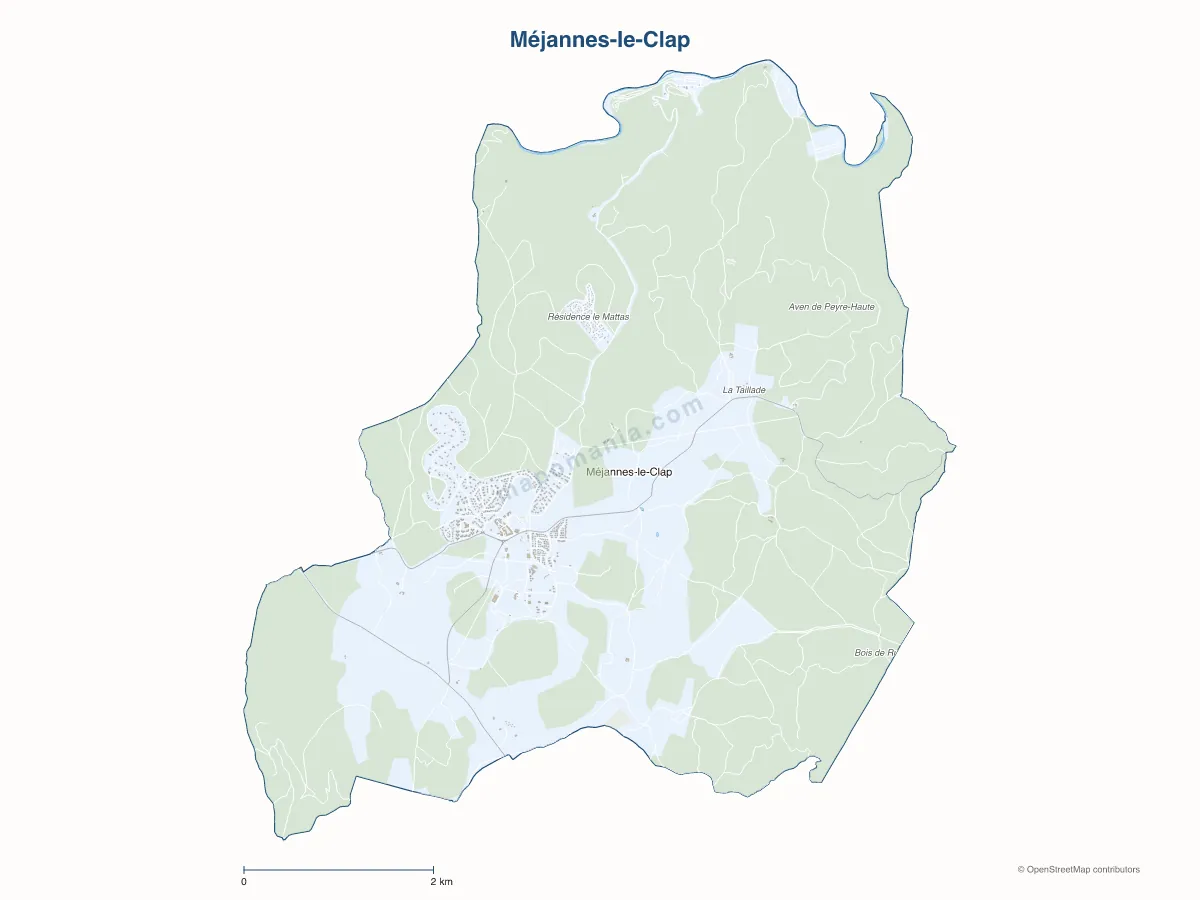 Carte de Méjannes-le-Clap à personnaliser