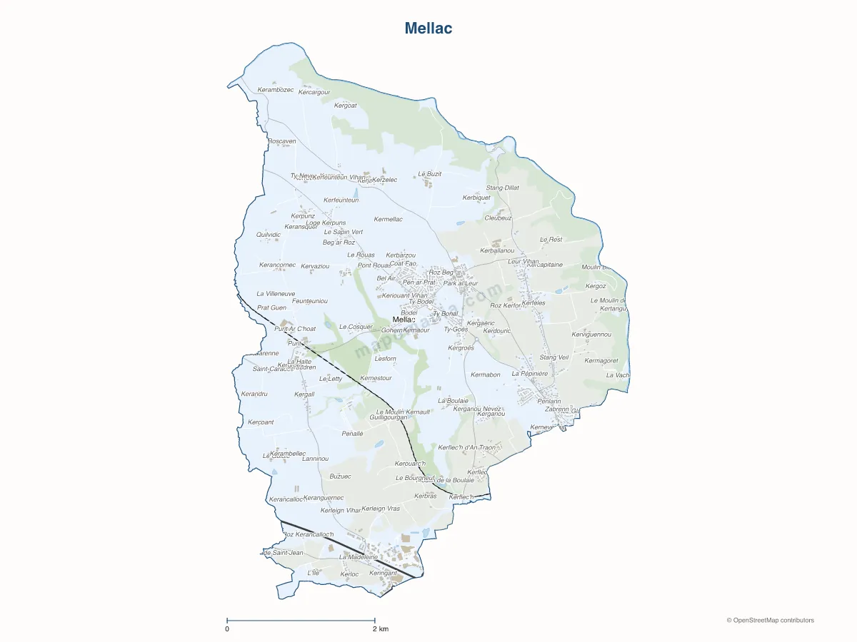 Carte de Mellac à personnaliser