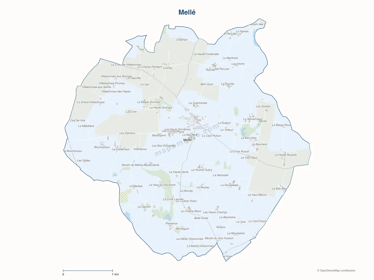 Carte de Mellé à personnaliser