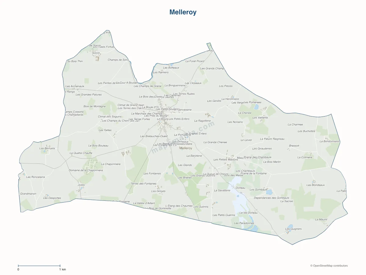 Carte de Melleroy à personnaliser