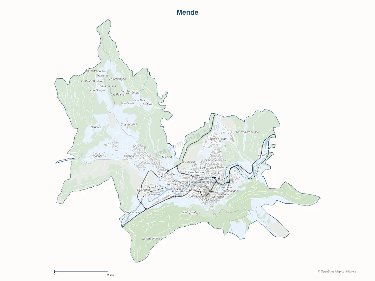 Carte de Mende à personnaliser