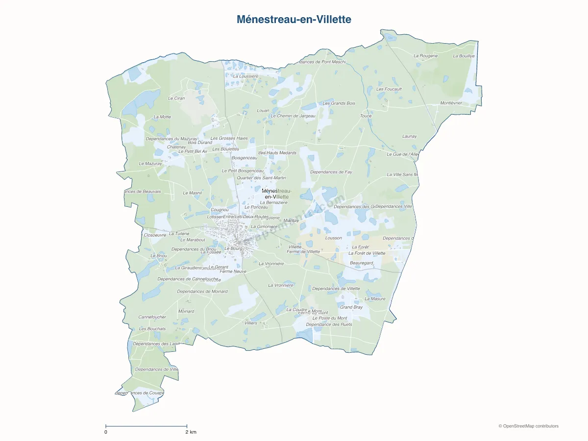 Carte de Ménestreau-en-Villette à personnaliser