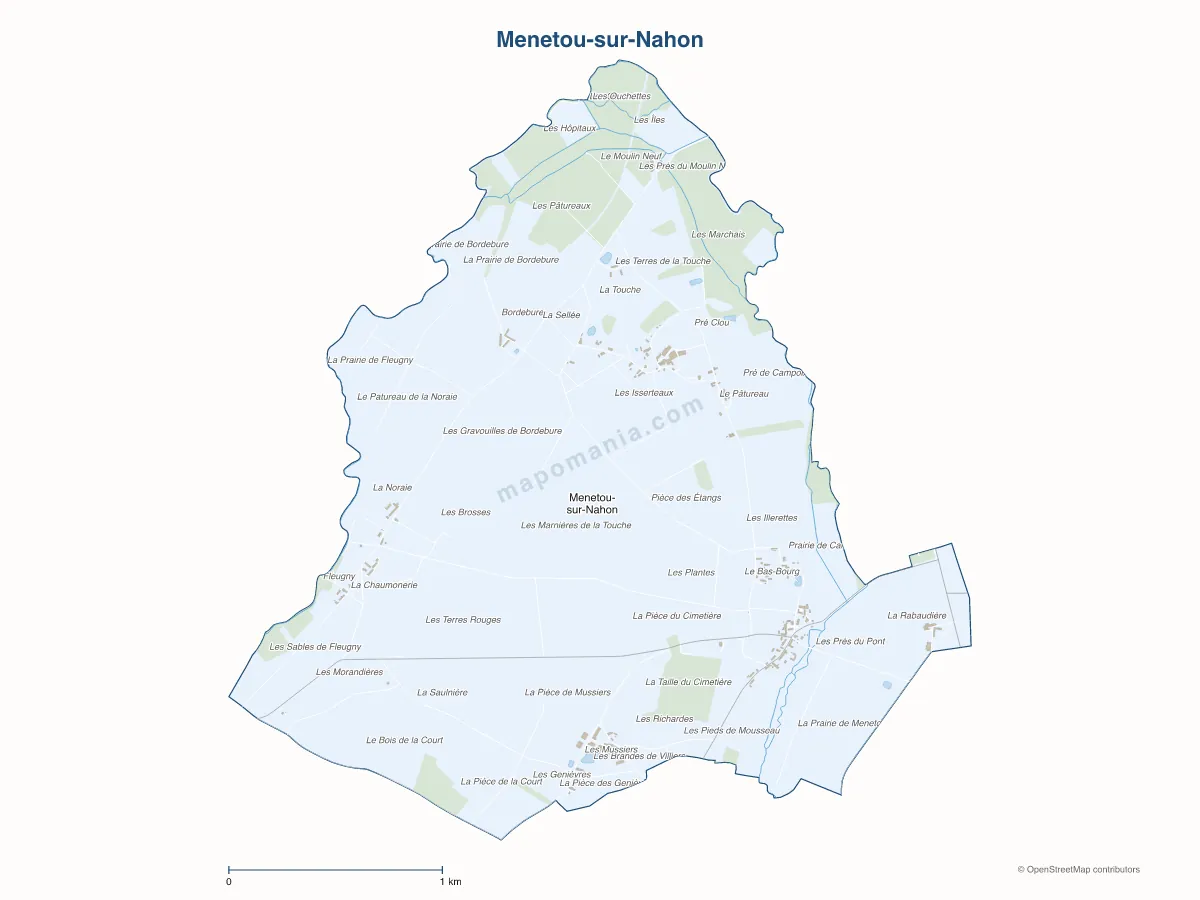Carte de Menetou-sur-Nahon à personnaliser