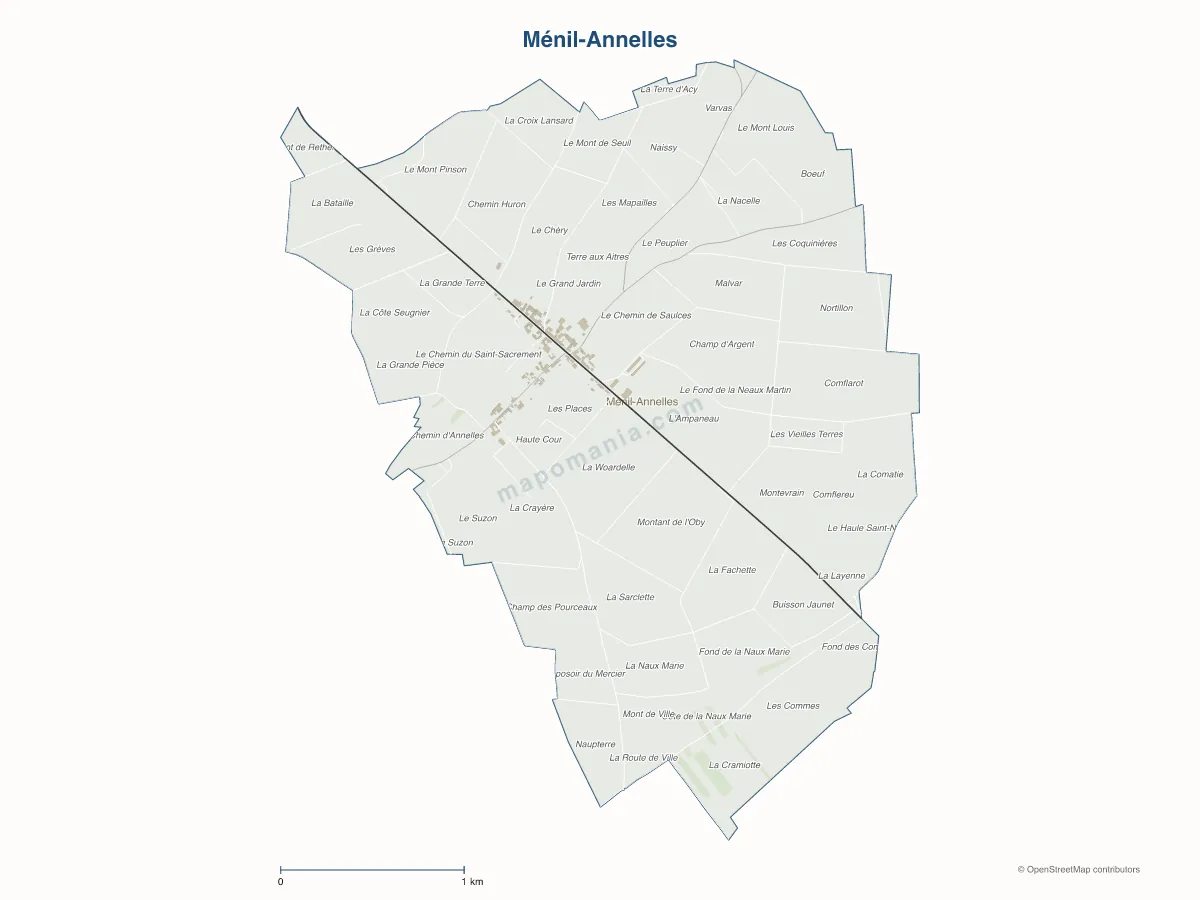 Carte de Ménil-Annelles à personnaliser
