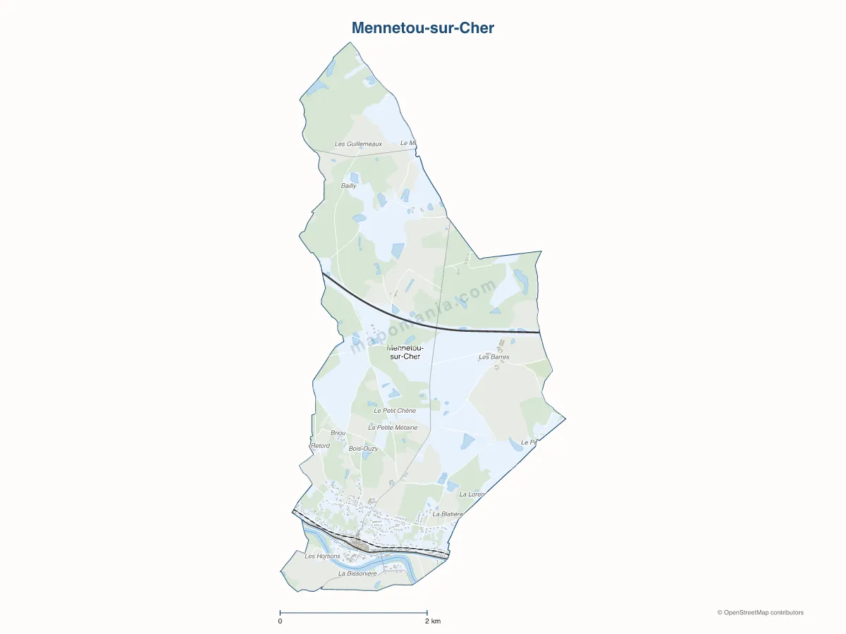 Carte de Mennetou-sur-Cher à personnaliser