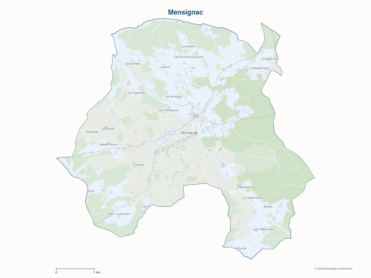 Carte de Mensignac à personnaliser