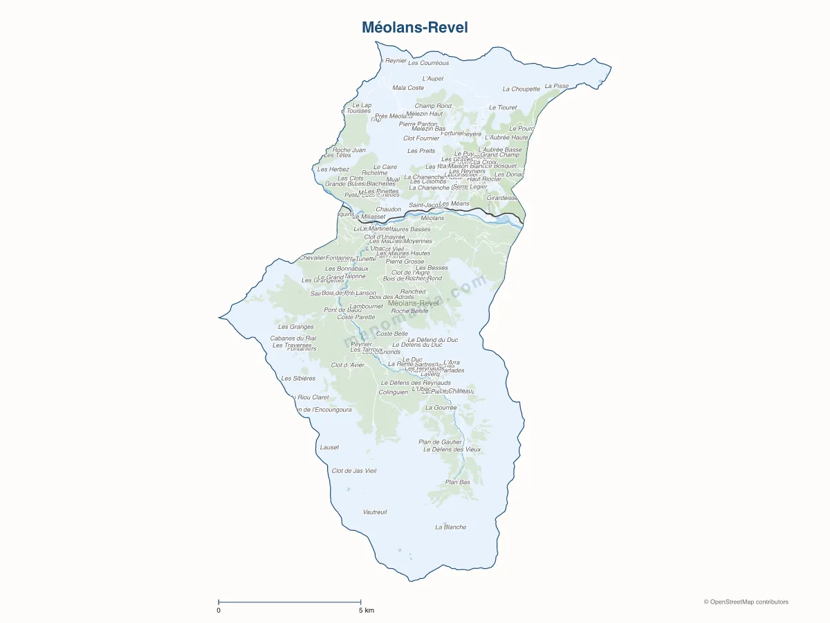 Carte de Méolans-Revel à personnaliser