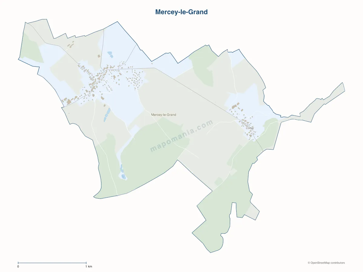 Carte de Mercey-le-Grand à personnaliser