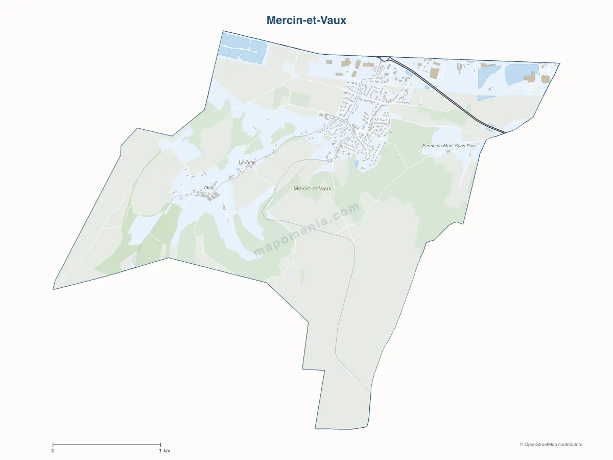 Carte de Mercin-et-Vaux à personnaliser