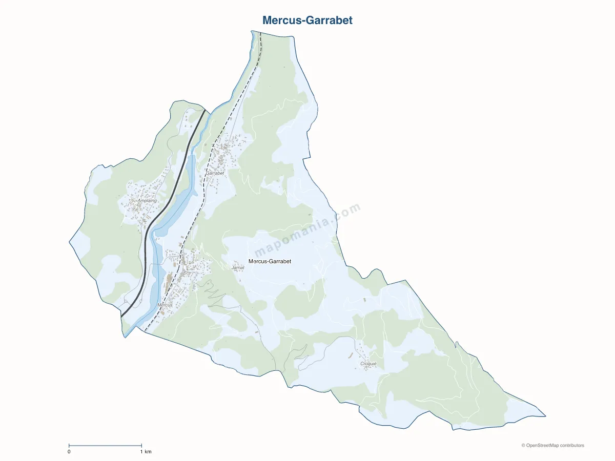 Carte de Mercus-Garrabet à personnaliser