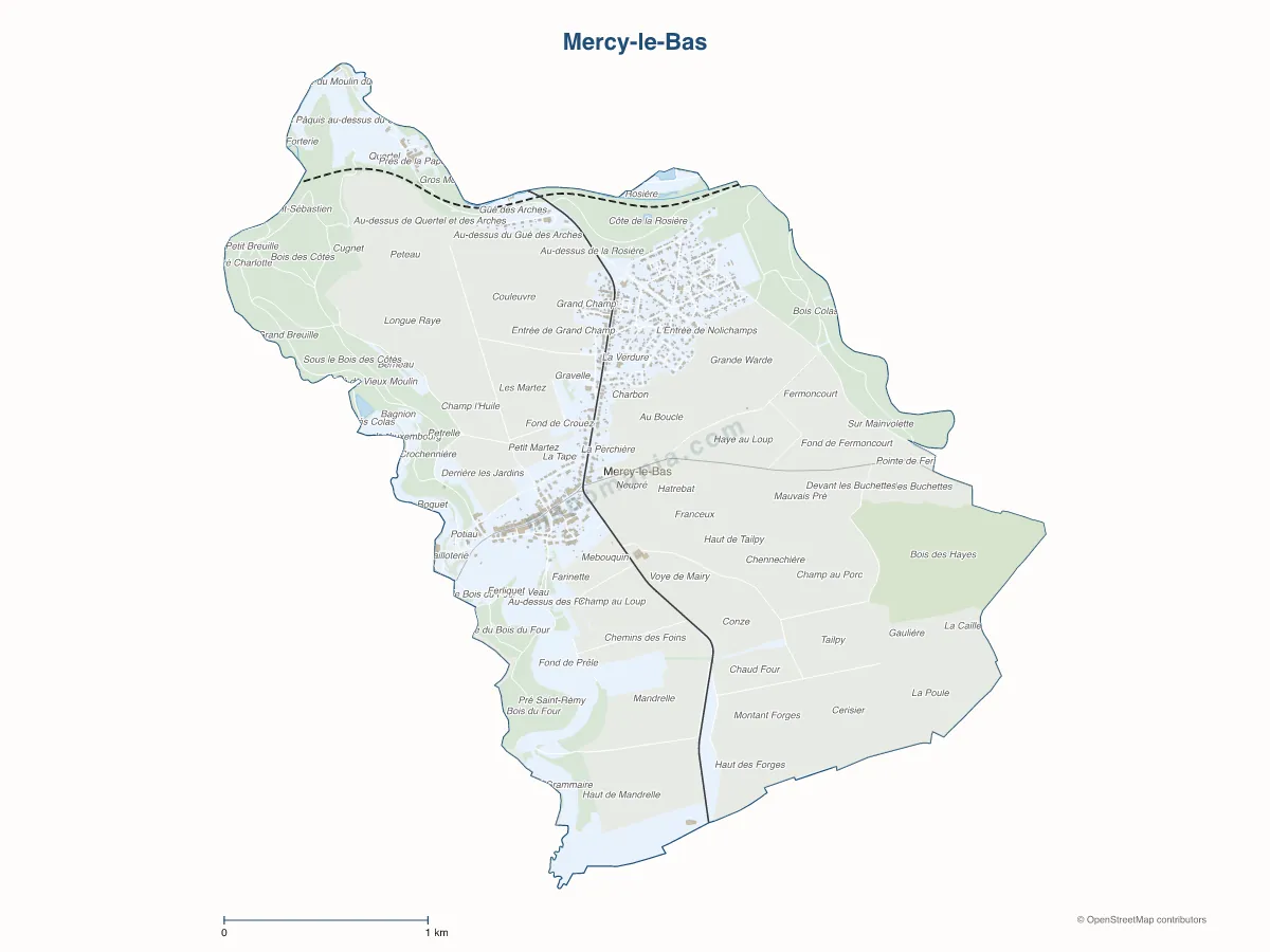 Carte de Mercy-le-Bas à personnaliser