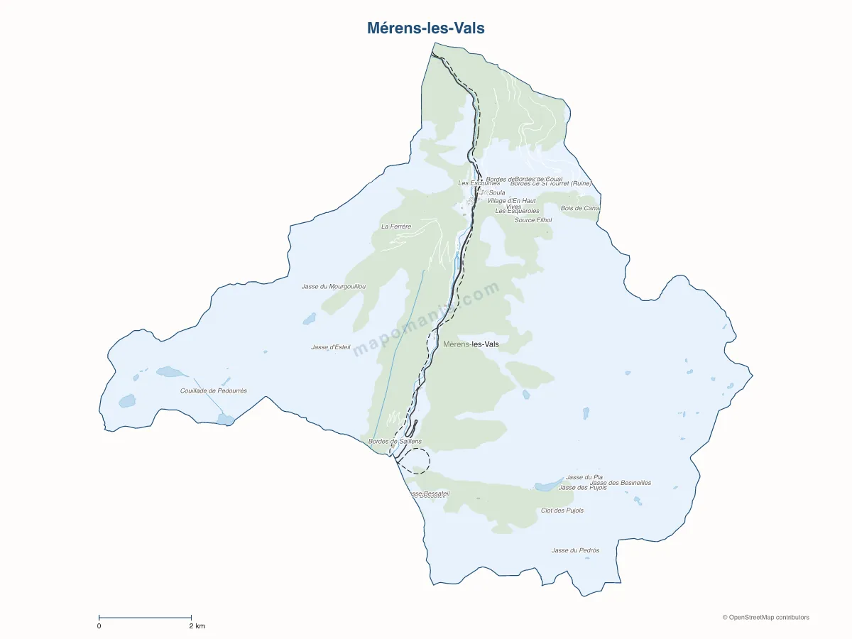Carte de Mérens-les-Vals à personnaliser
