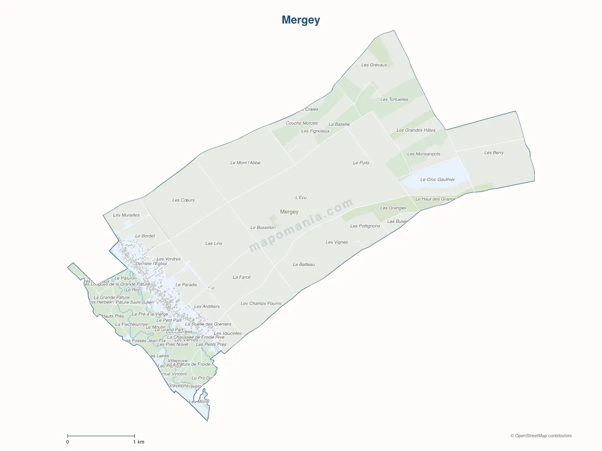 Carte de Mergey à personnaliser