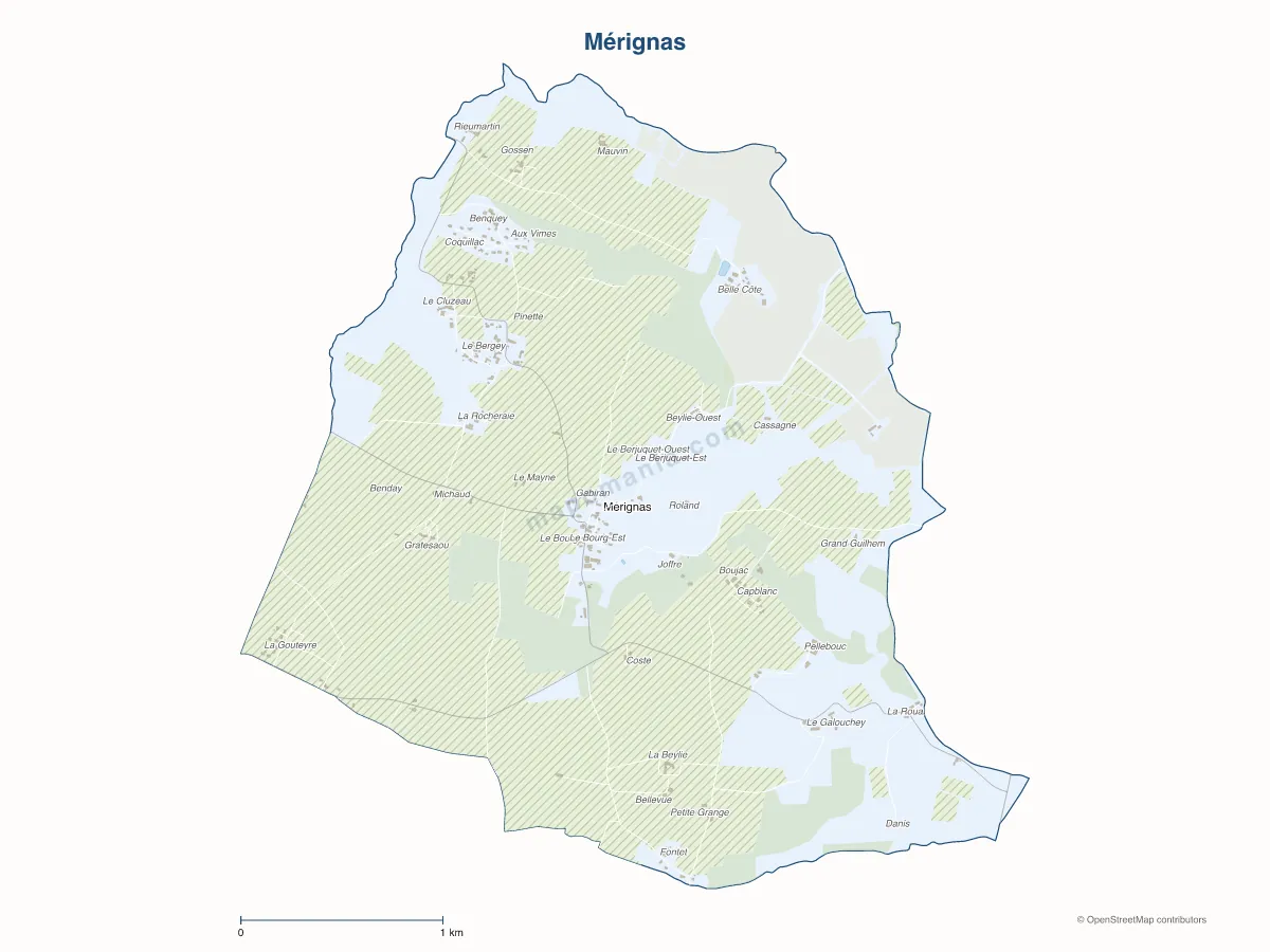Carte de Mérignas à personnaliser