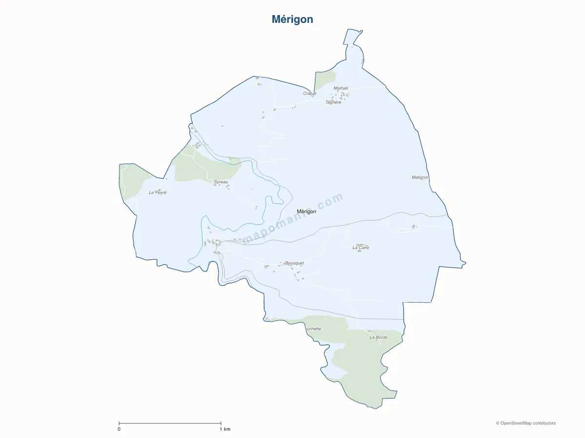 Carte de Mérigon à personnaliser
