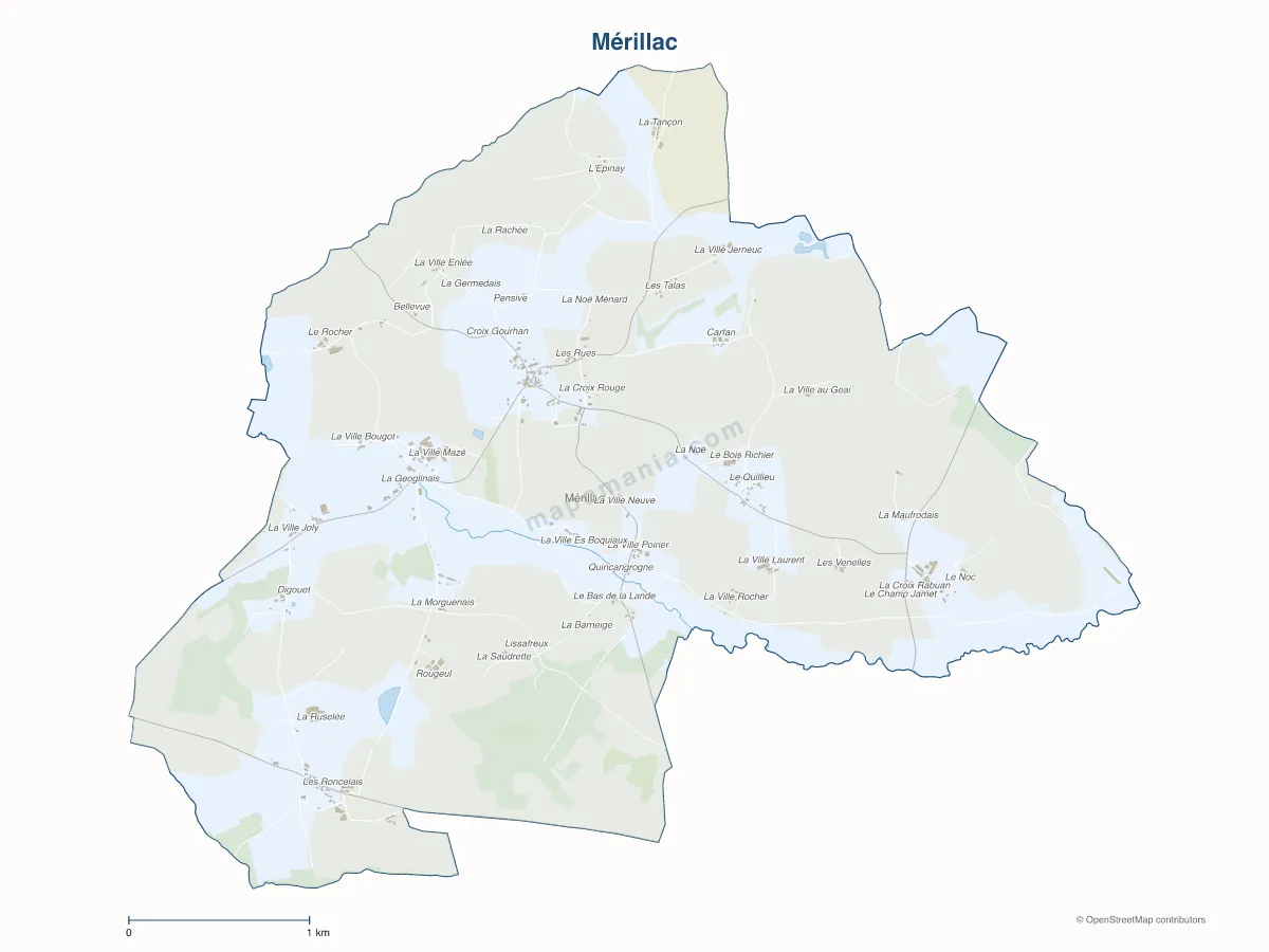 Carte de Mérillac à personnaliser