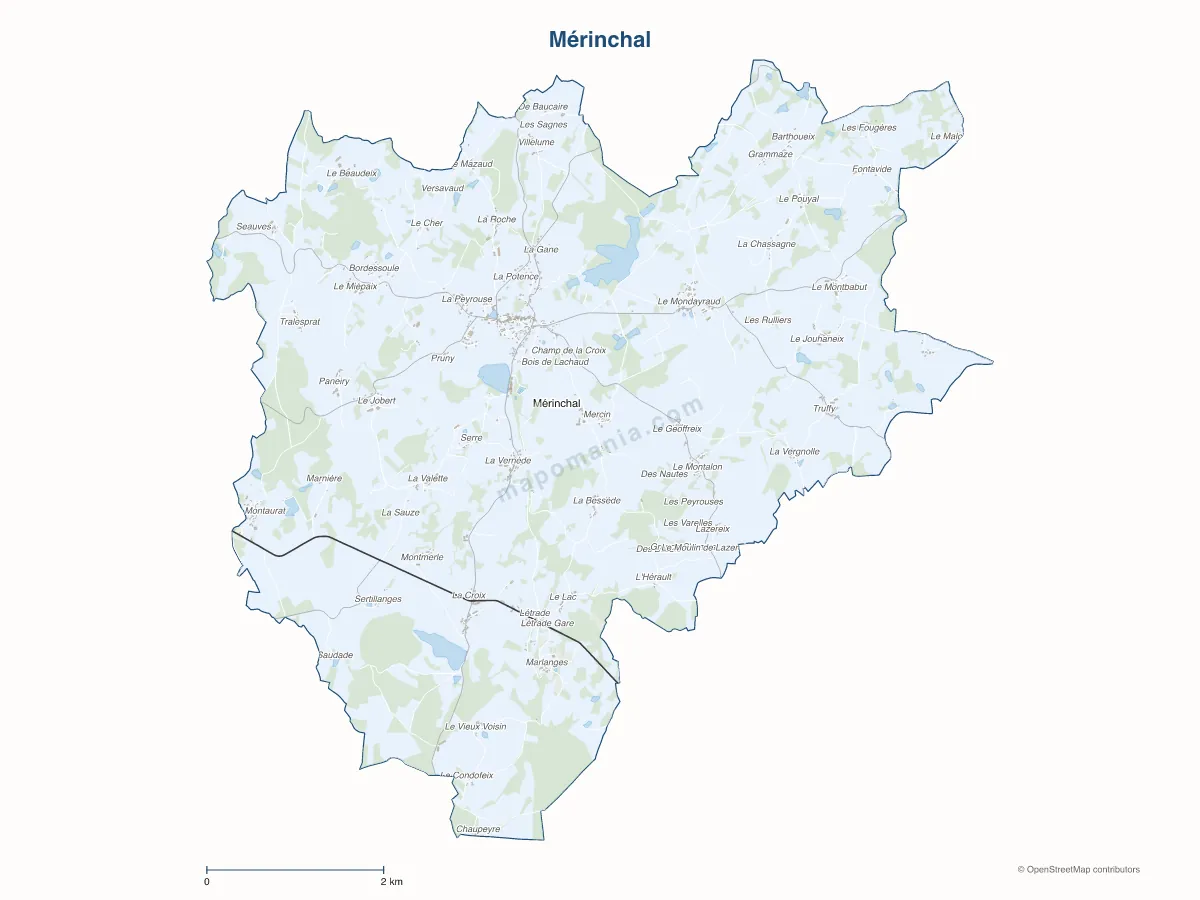 Carte de Mérinchal à personnaliser
