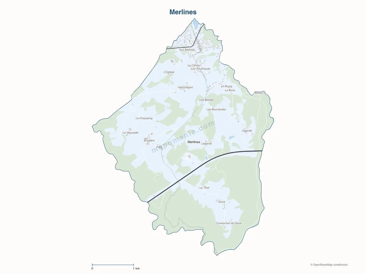 Carte de Merlines à personnaliser