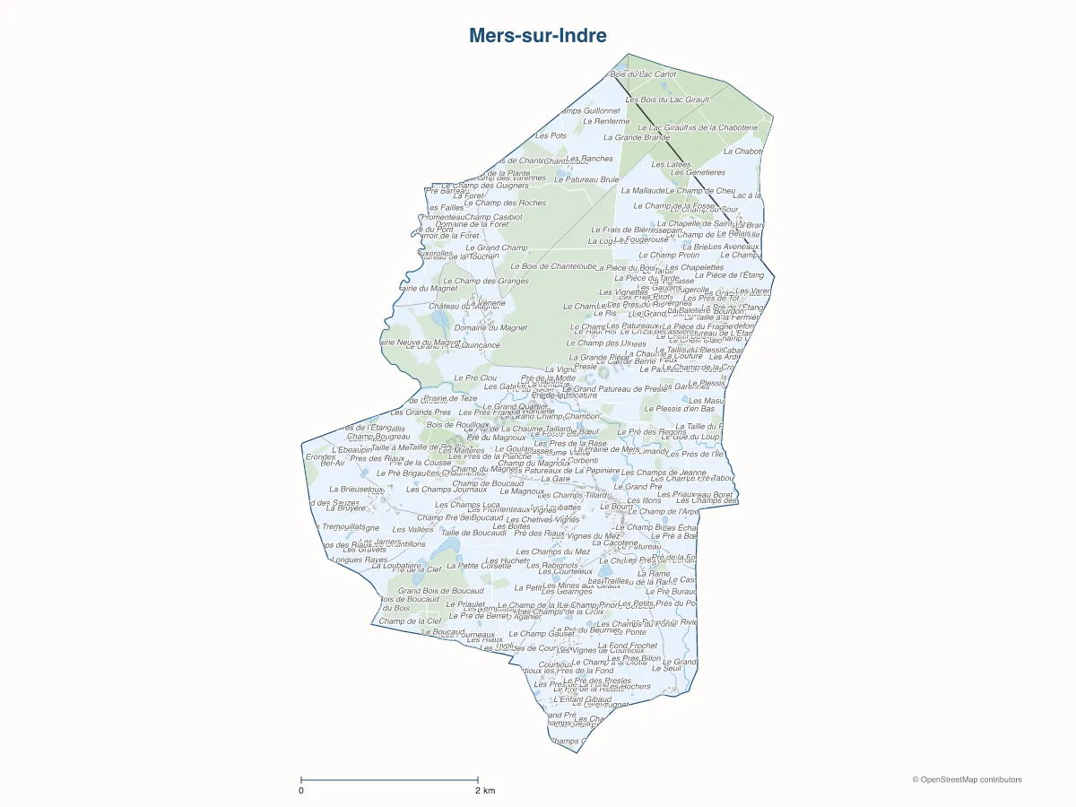 Carte de Mers-sur-Indre à personnaliser