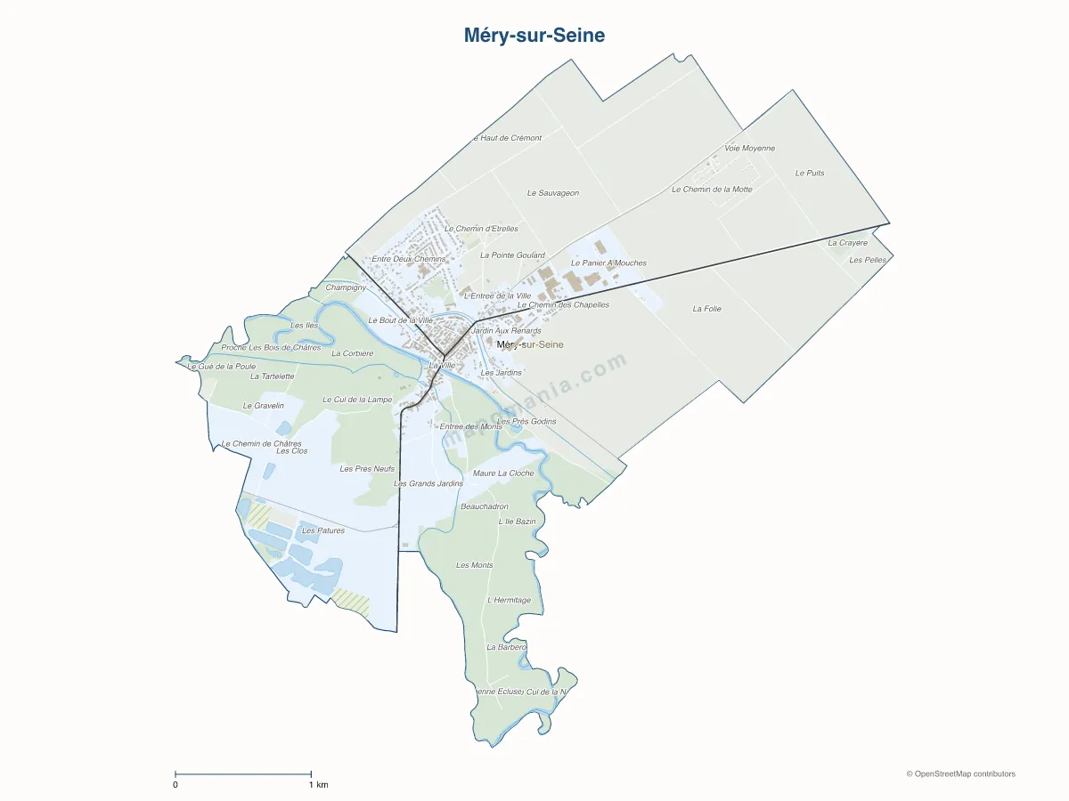 Carte de Méry-sur-Seine à personnaliser