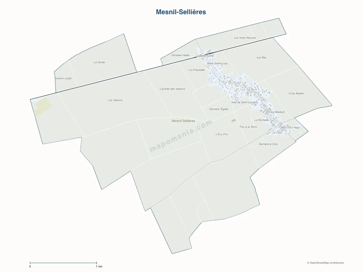 Carte de Mesnil-Sellières à personnaliser