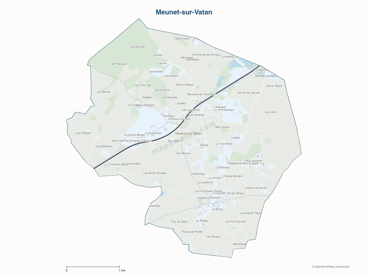 Carte de Meunet-sur-Vatan à personnaliser