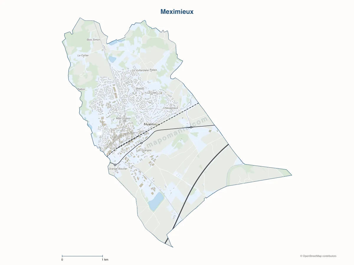 Carte de Meximieux à personnaliser