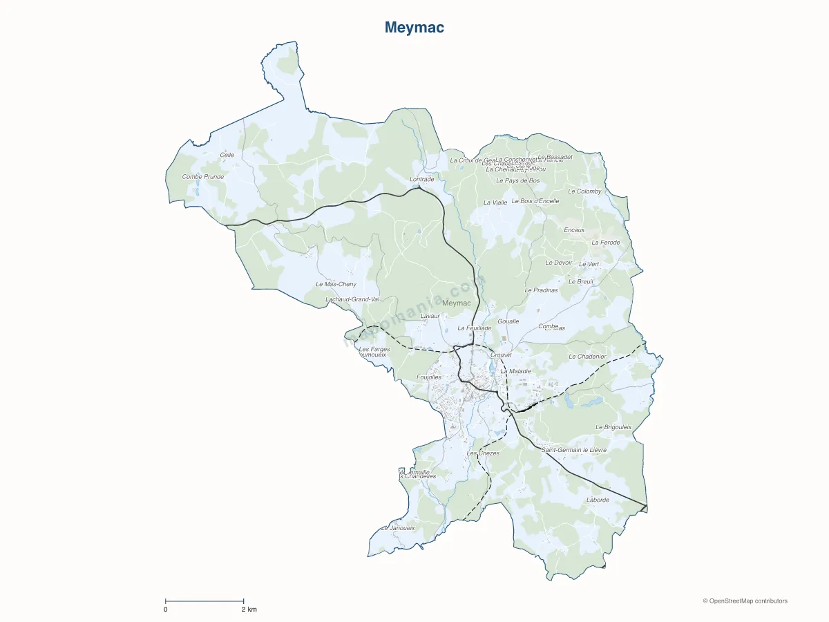 Carte de Meymac à personnaliser