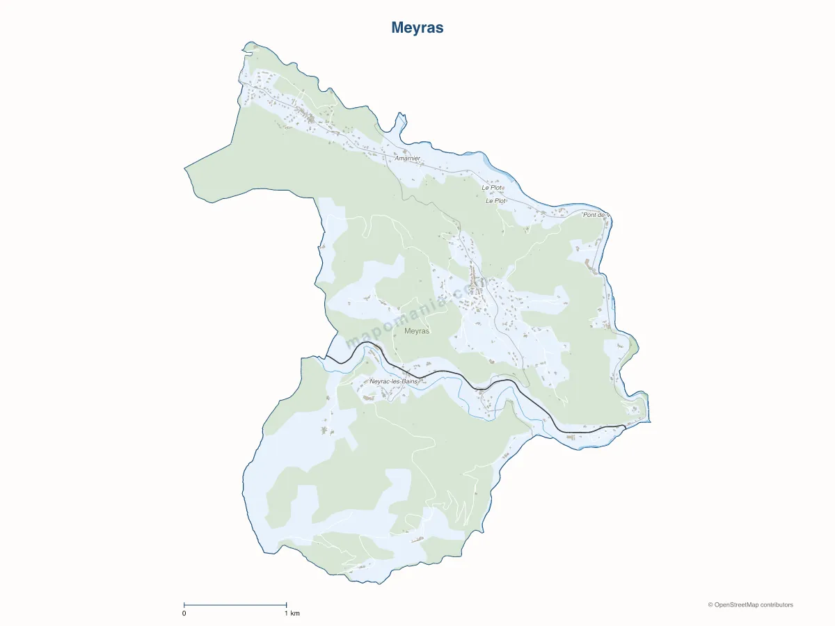 Carte de Meyras à personnaliser