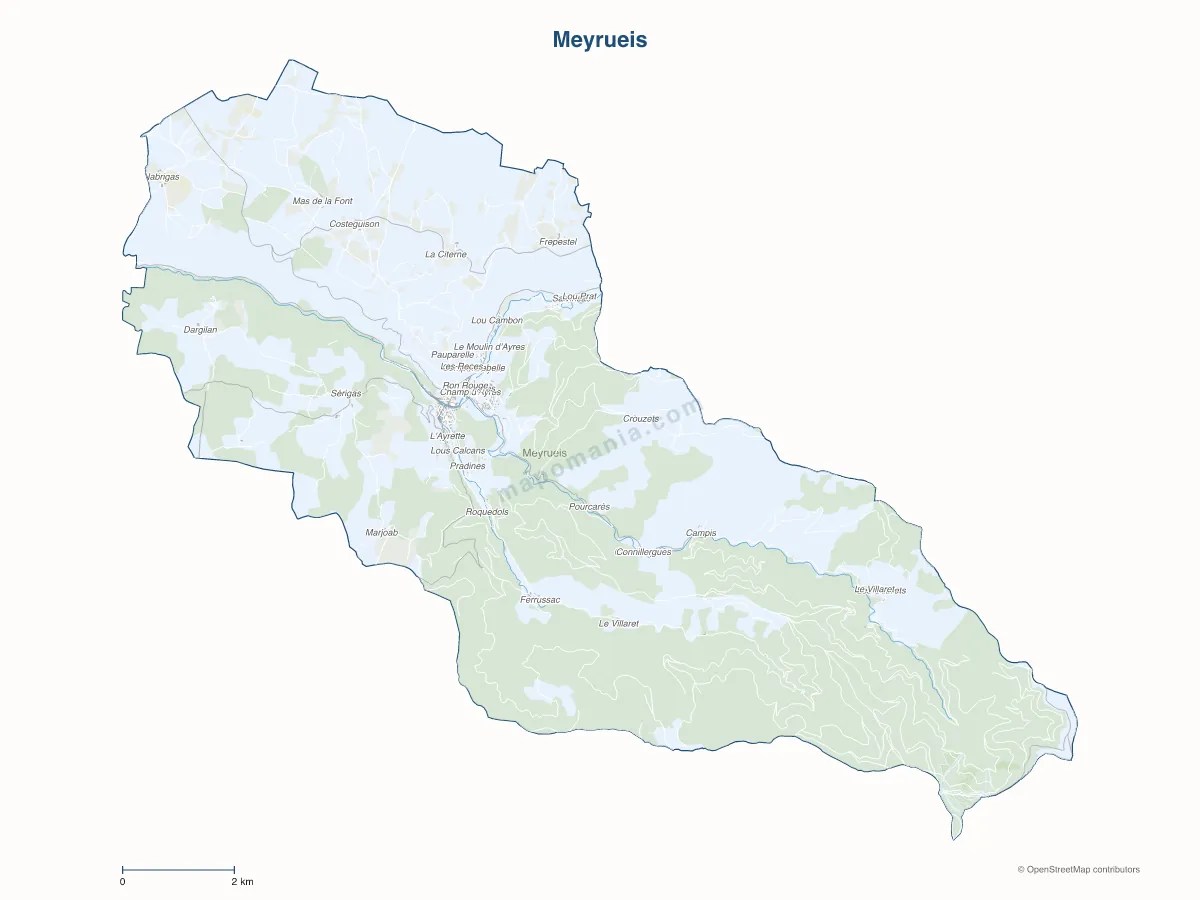 Carte de Meyrueis à personnaliser