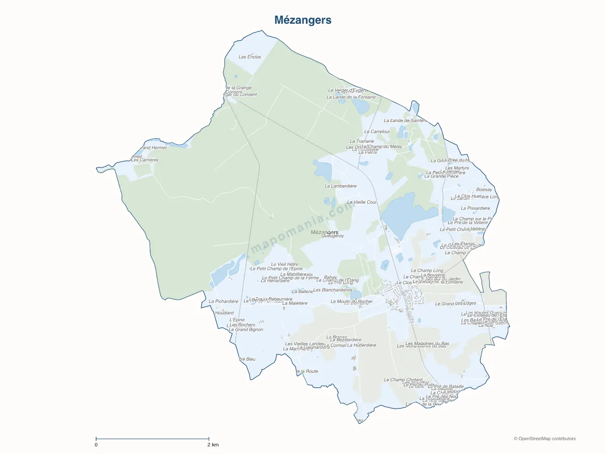 Carte de Mézangers à personnaliser