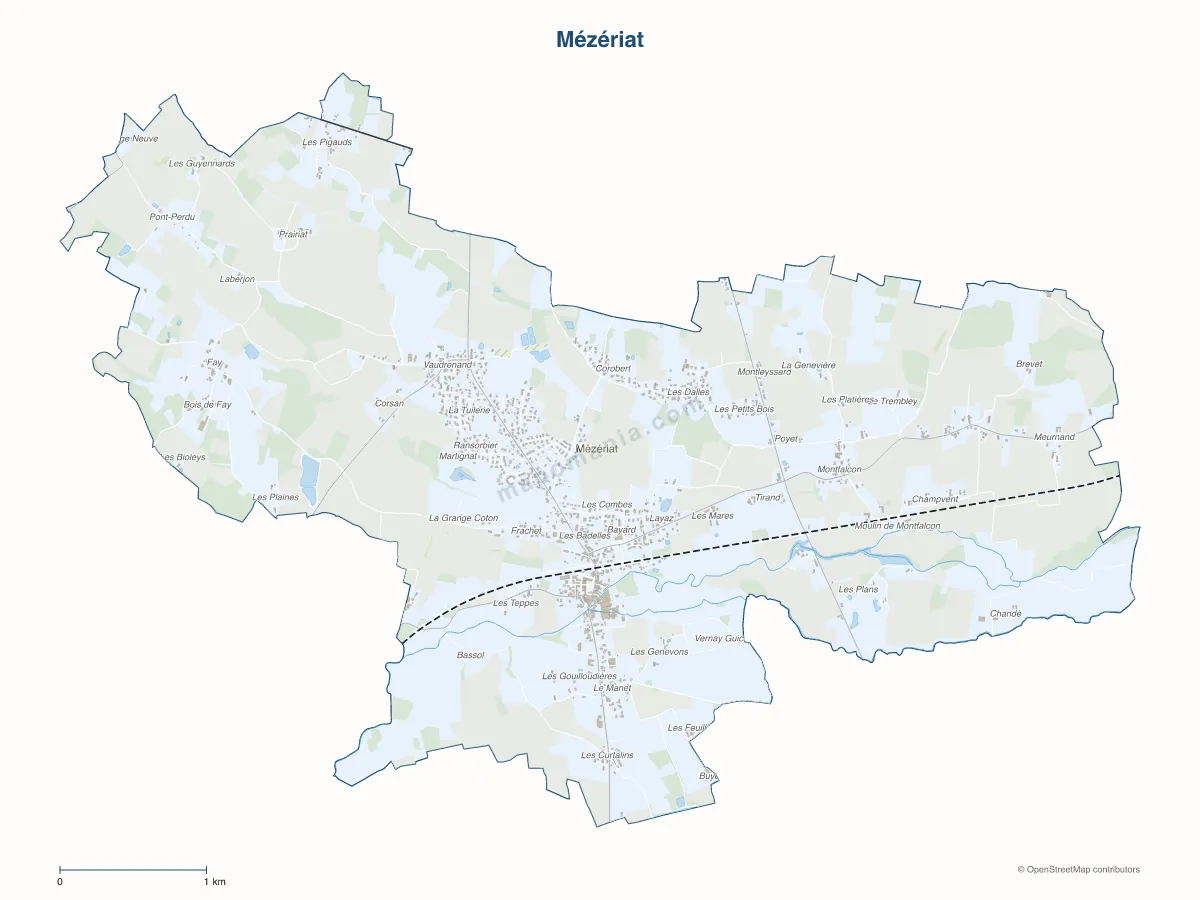 Carte de Mézériat à personnaliser