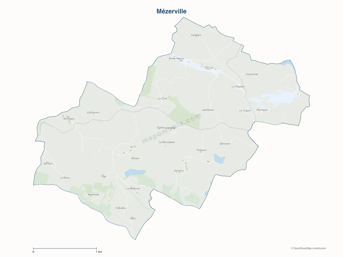 Carte de Mézerville à personnaliser