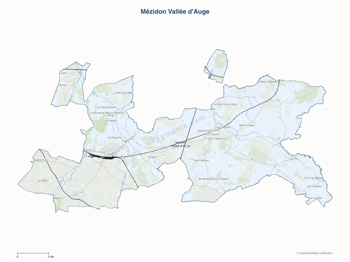 Carte de Mézidon Vallée d'Auge à personnaliser
