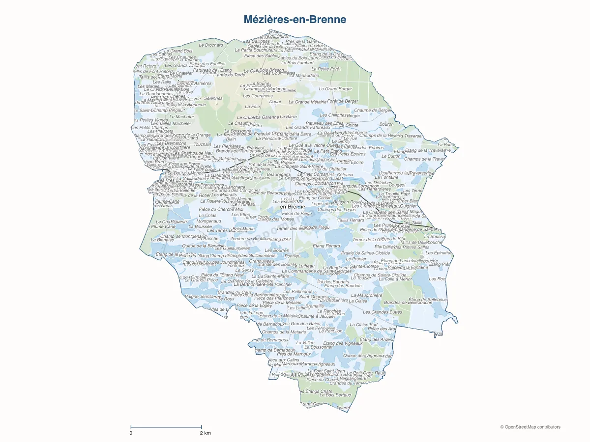 Carte de Mézières-en-Brenne à personnaliser