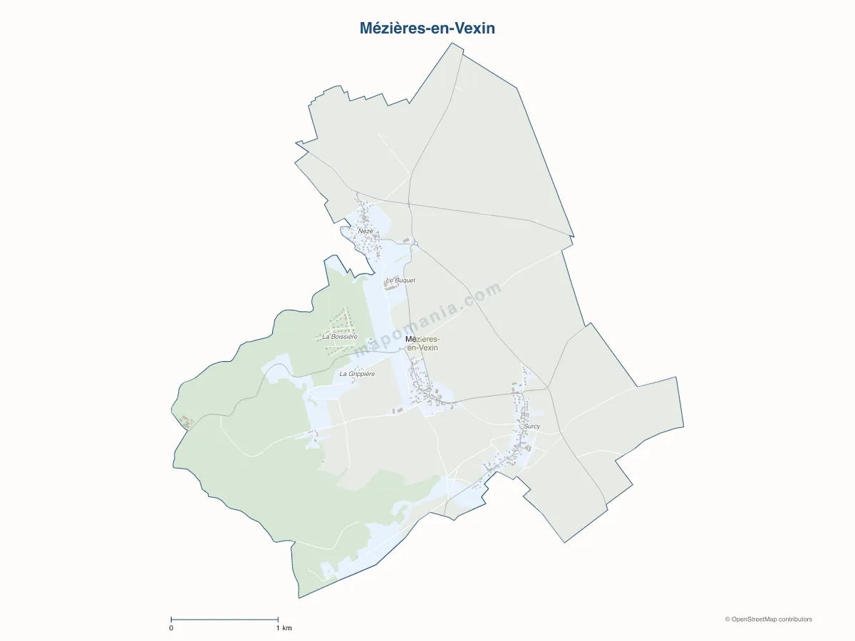 Carte de Mézières-en-Vexin à personnaliser